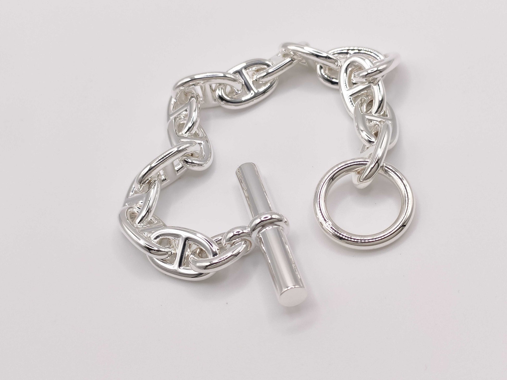 HERMES Chaine d'Ancre MM Silver Bracelet, 15 Links, 25D207514, Bracelet/Bangle