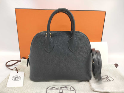 HERMES Bolide 1923 Mini Black Bag with Gold Hardware and K Stamp