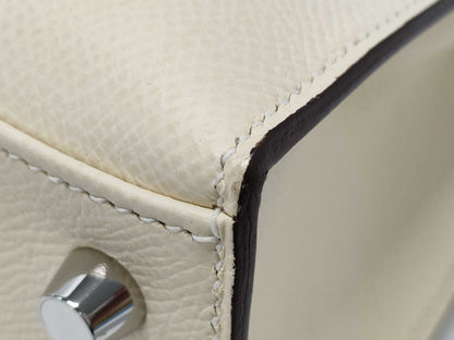 HERMES Kelly 25 Epsom Nata Silver Hardware Z Stamp Handbag