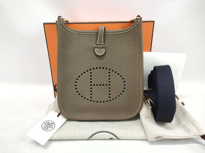HERMES Mini Evelyne Amazone 16 TPM Etoupe Gold Hardware K Stamp Shoulder Bag