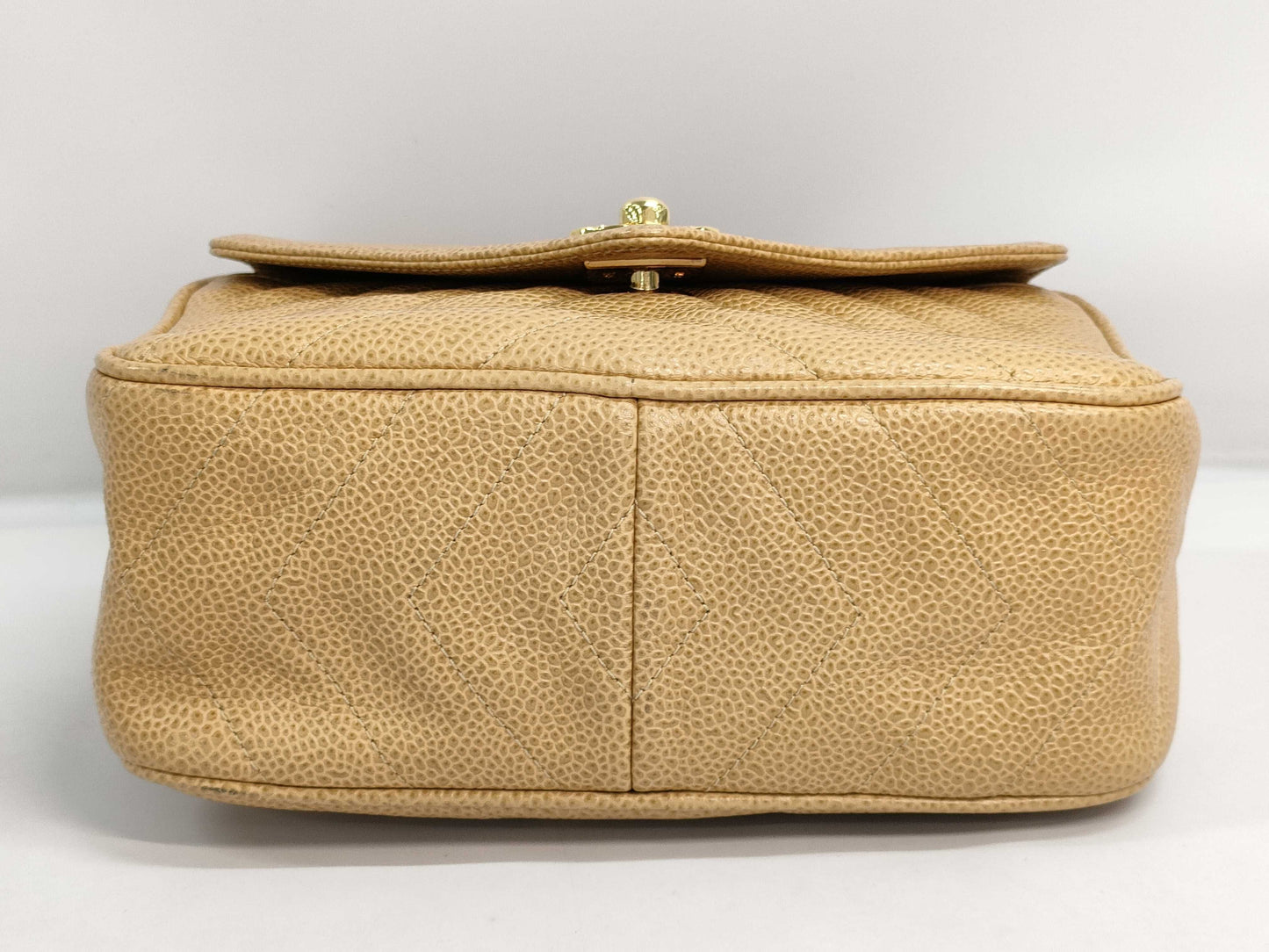 CHANEL Fringe Jeweled Chain Shoulder Bag in Caviar Beige GP