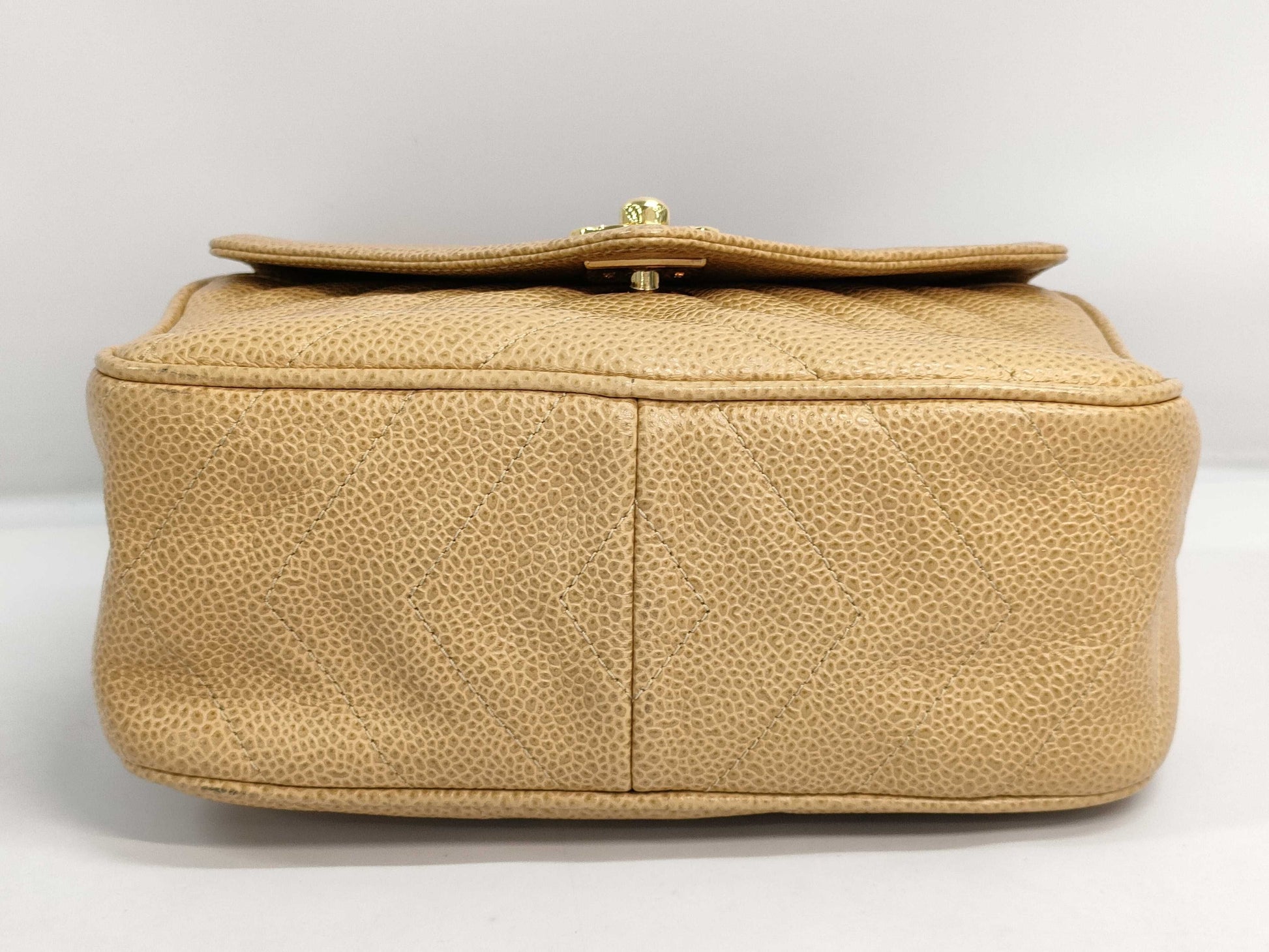 CHANEL Fringe Jeweled Chain Shoulder Bag in Caviar Beige GP