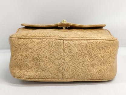 CHANEL Fringe Jeweled Chain Shoulder Bag in Caviar Beige GP