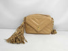 CHANEL Fringe Jeweled Chain Shoulder Bag in Caviar Beige GP