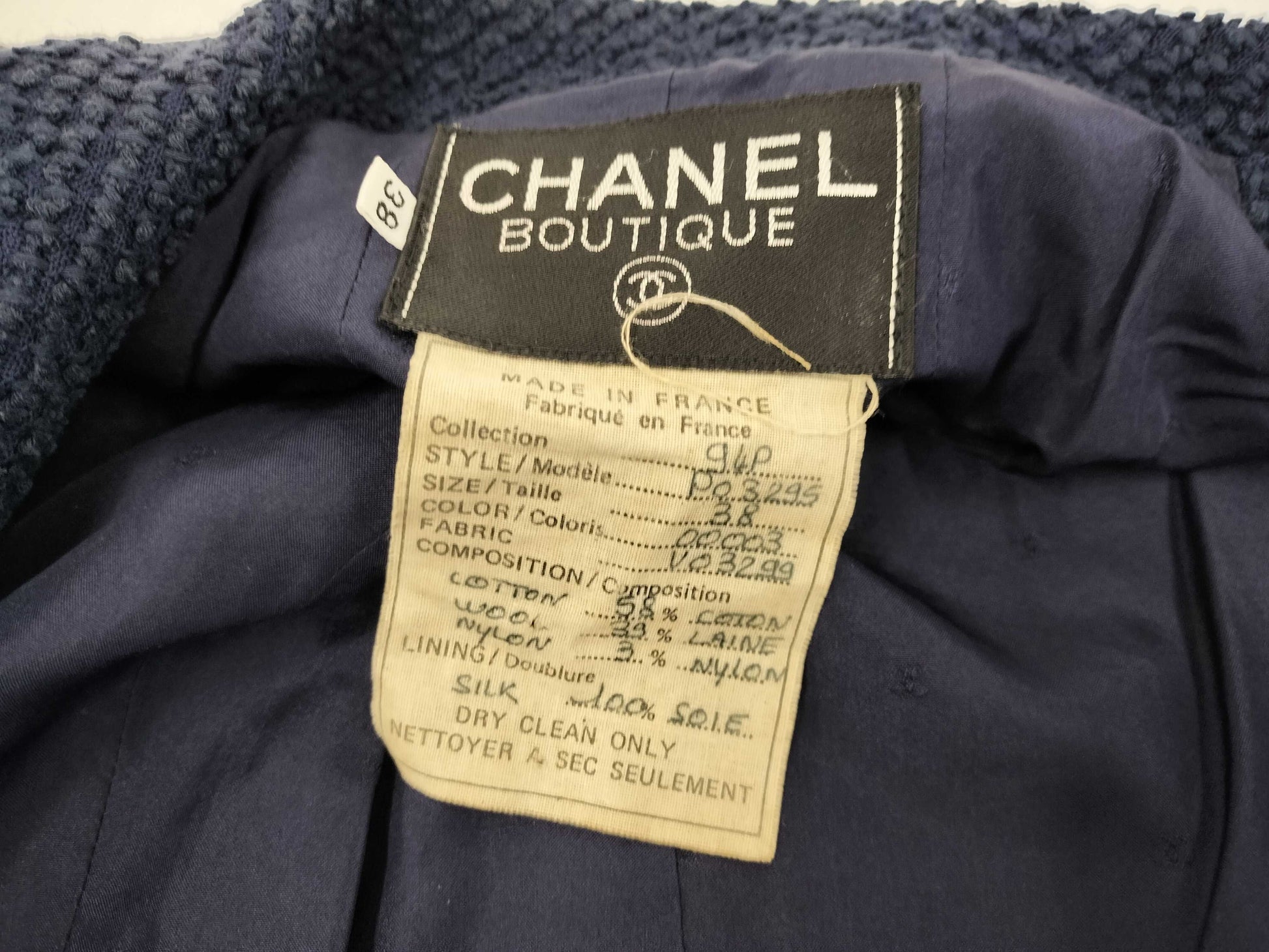 CHANEL Tweed Jacket Navy Size 38 Jacket