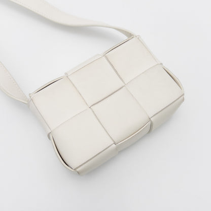 BOTTEGA VENETA Maxi Intrecciato Candy Cassette Leather Shoulder Bag in White
