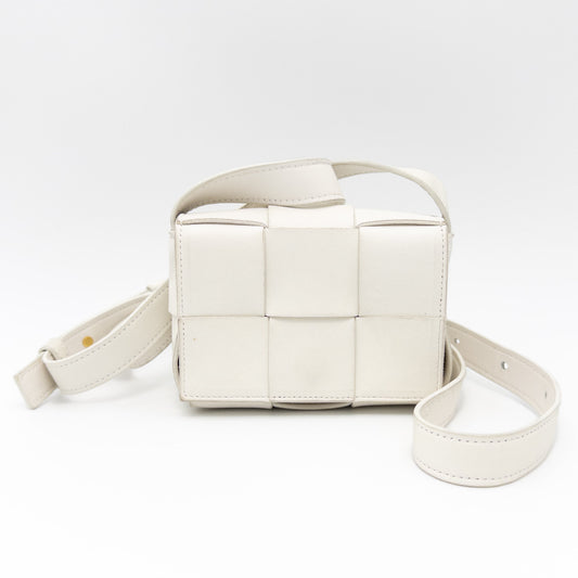 BOTTEGA VENETA Maxi Intrecciato Candy Cassette Leather Shoulder Bag in White