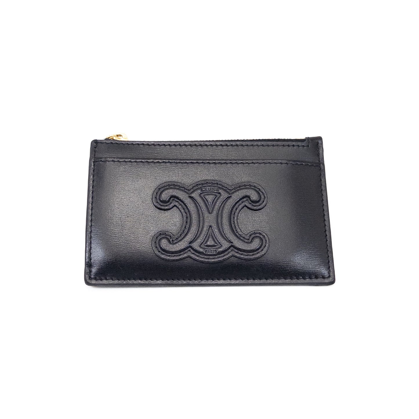 CELINE Cuir Triomphe Coin Card Holder with Box
