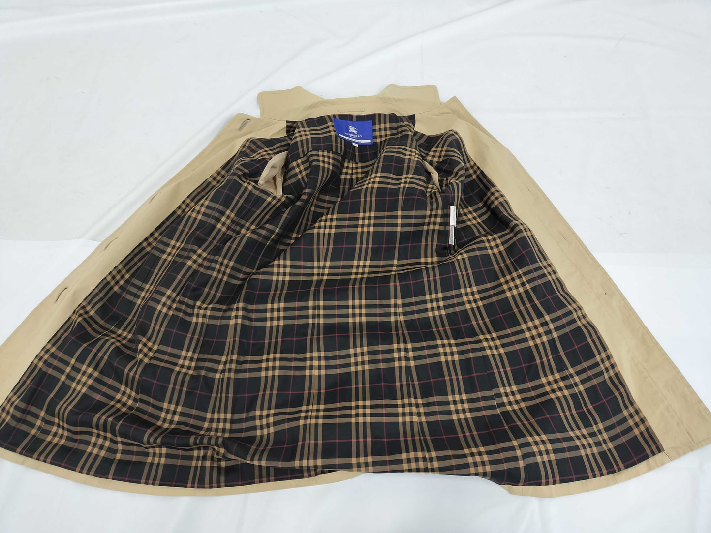 BURBERRY BLUE LABEL Nova Check Bal-Collar Coat, Beige, Size 38