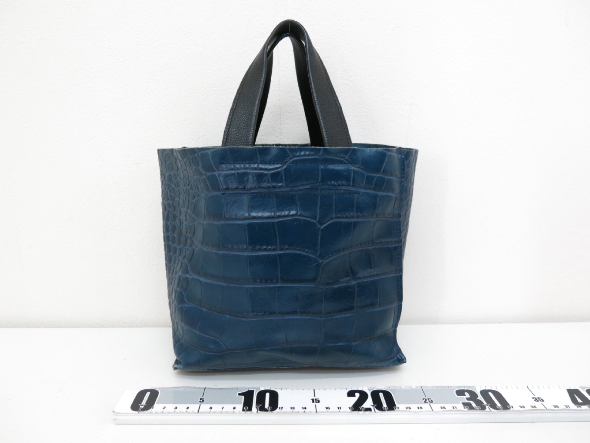 FURLA FURLA Crocodile Embossed Leather Tote Bag Navy