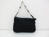 FENDI FF Chain Nylon and Leather Shoulder Hand Bag Black
