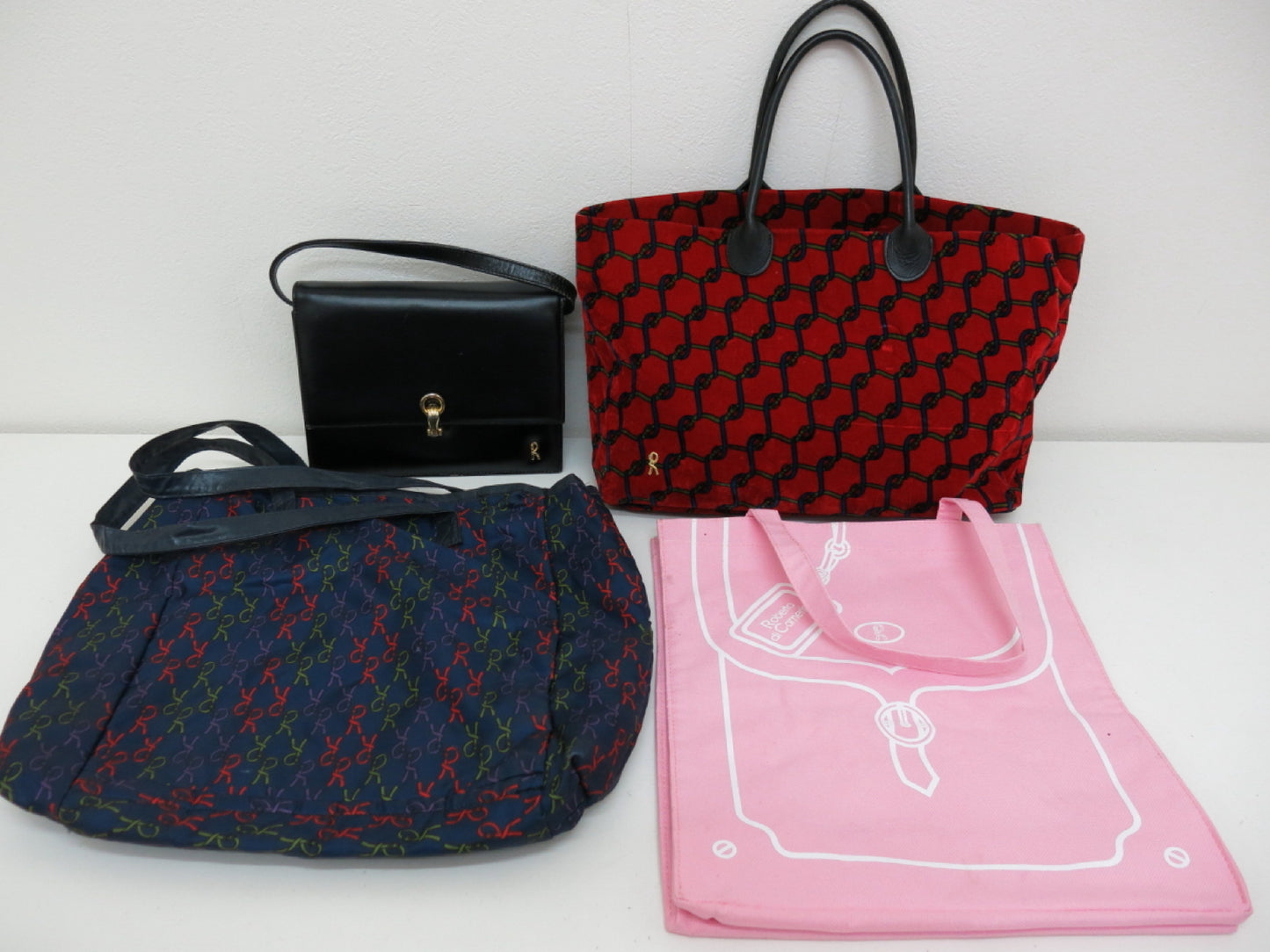 Roberta di Camerino Leather and Nylon Tote Handbag, 4-Piece Tote Bag