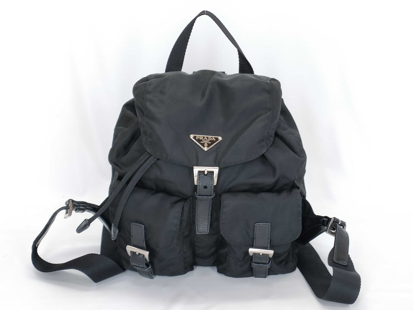 PRADA nylon backpack with triangle logo in black