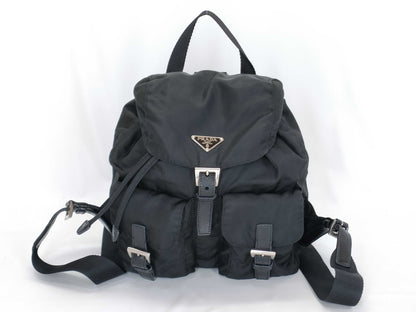 PRADA nylon backpack with triangle logo in black