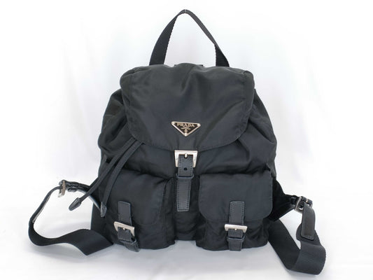 PRADA nylon backpack with triangle logo in black