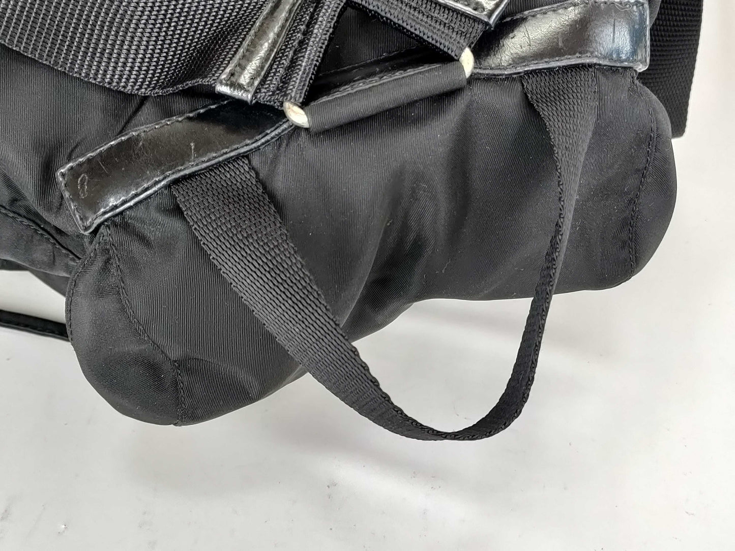 PRADA nylon backpack with triangle logo in black
