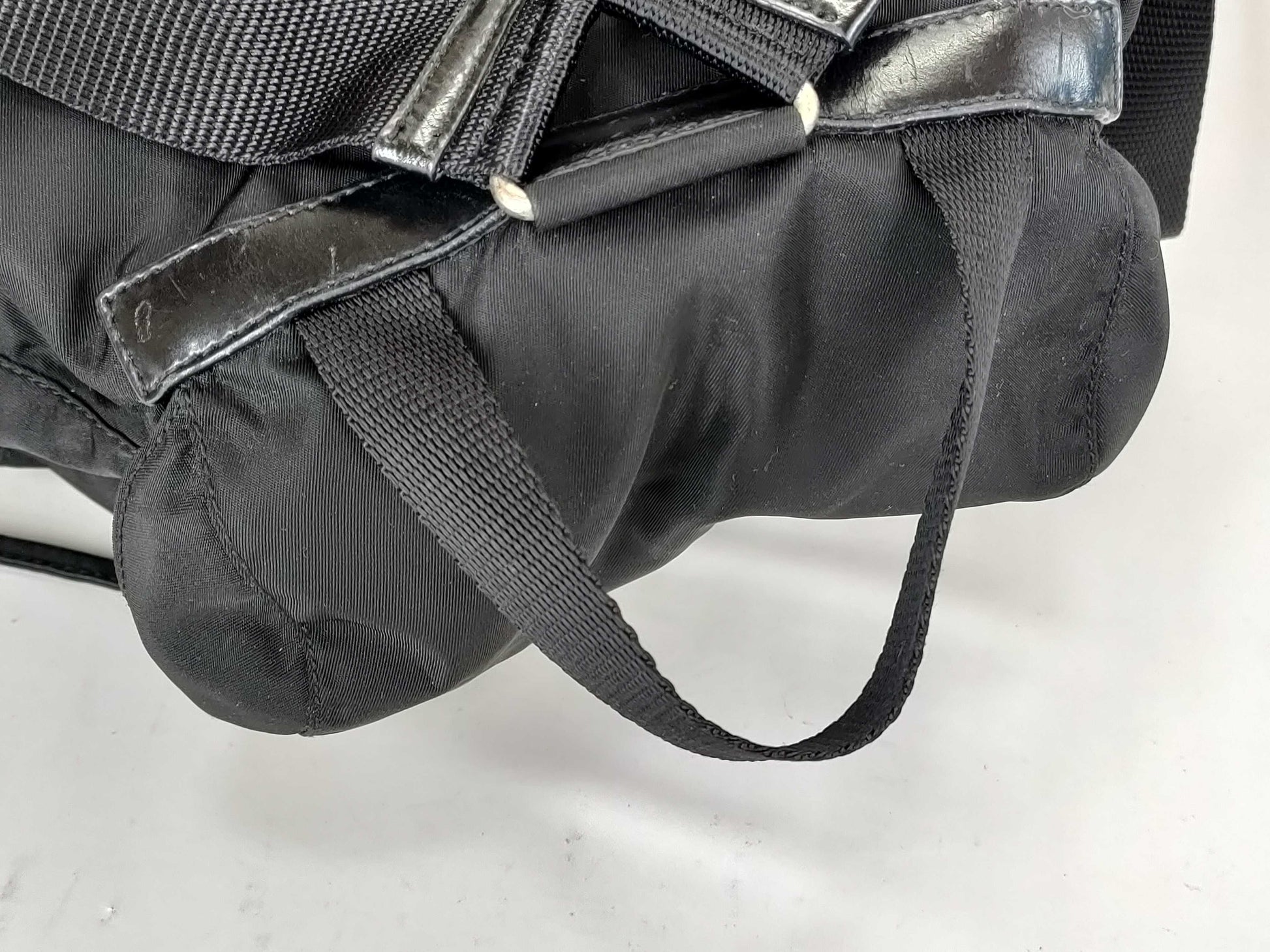 PRADA nylon backpack with triangle logo in black