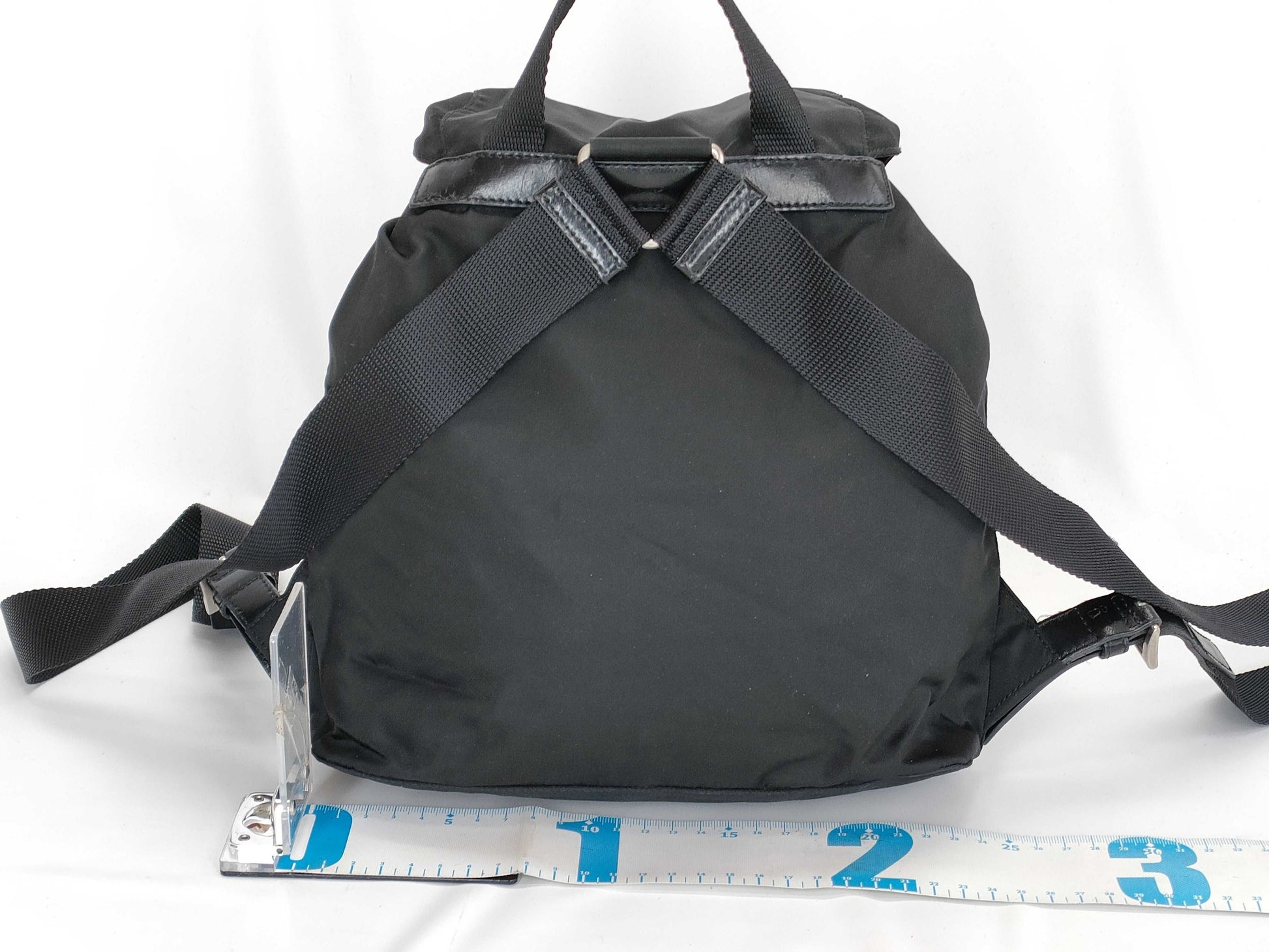 PRADA nylon backpack with triangle logo in black