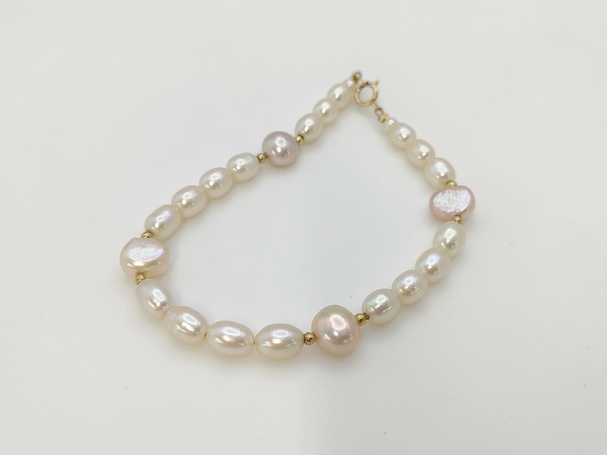 Semi-Round Pearl Diameter: Approx. 3.3-8.0mm, 18K Gold, 7.0g, Bracelet/Bangle 