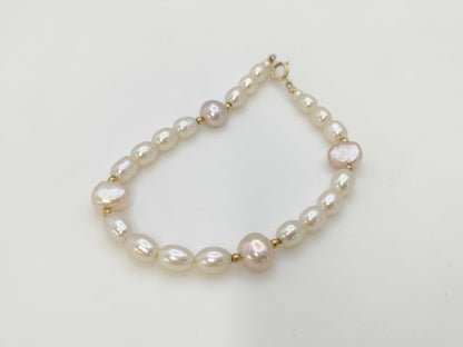 Semi-Round Pearl Diameter: Approx. 3.3-8.0mm, 18K Gold, 7.0g, Bracelet/Bangle 