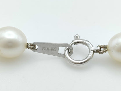 Semi-round pearl, diameter approximately 7.0-7.4mm, 18K white gold, 33.3g, necklace 
