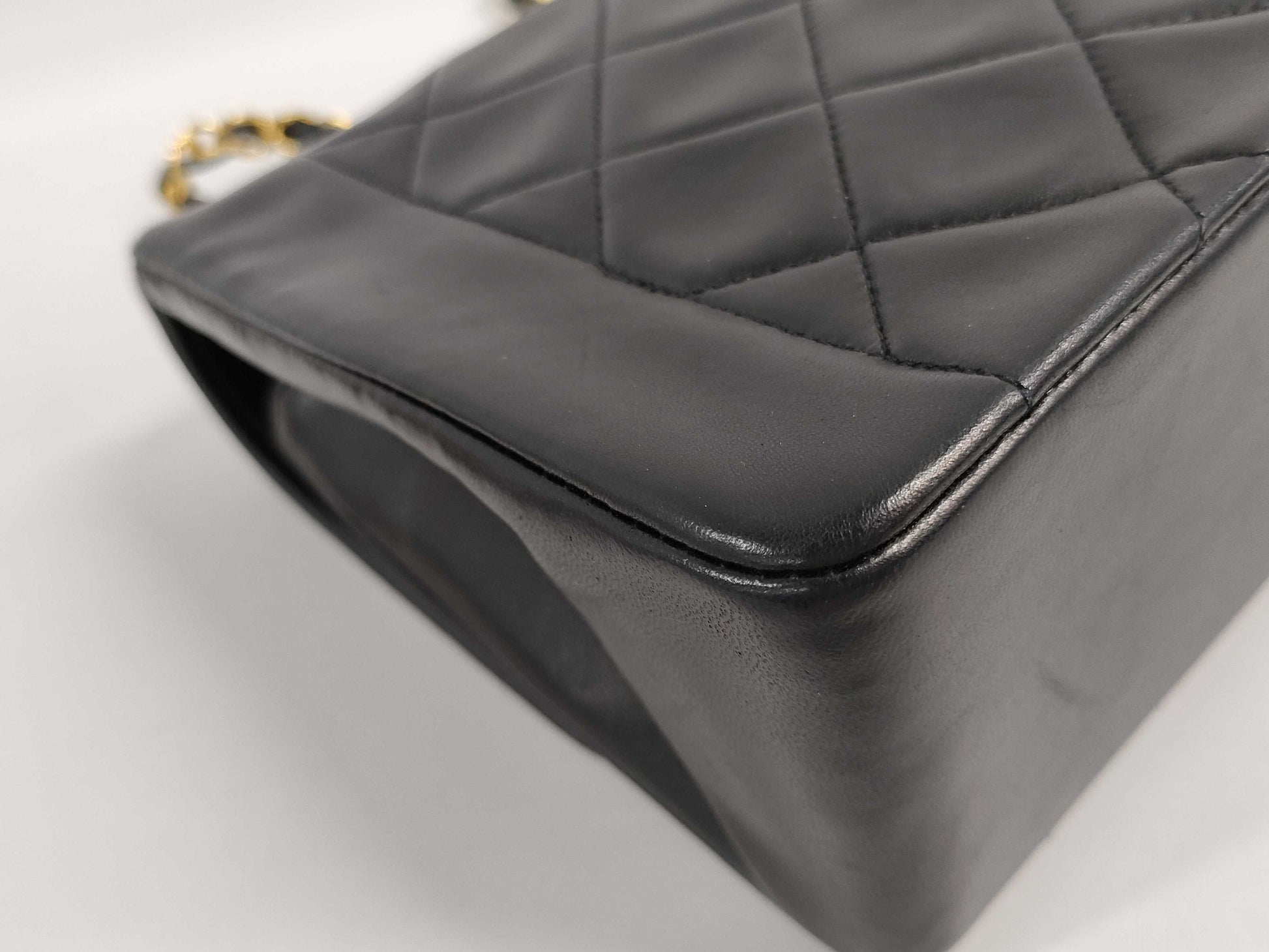 CHANEL Matelasse Lambskin Single Flap Single Chain Bag with Diana Flap, Black with Gold Hardware, 2065523, No. 2 Shoulder Bag