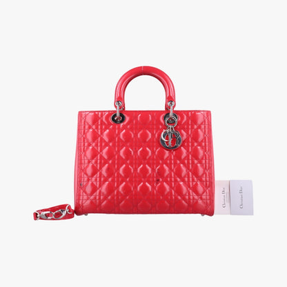 Dior Lady Dior Red Patent 15-BO-0193 Shoulder Bag