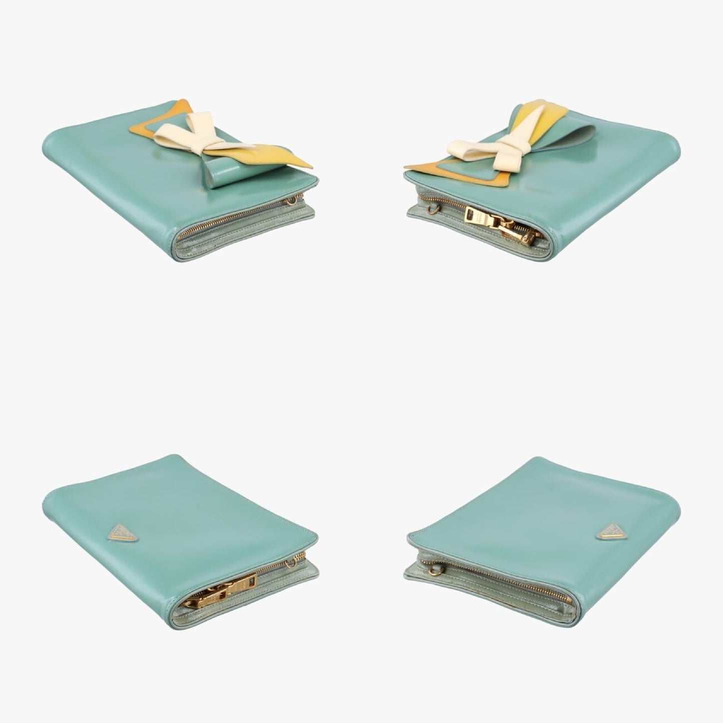 PRADA Stylish Green x White x Yellow Patent A7 Shoulder Bag