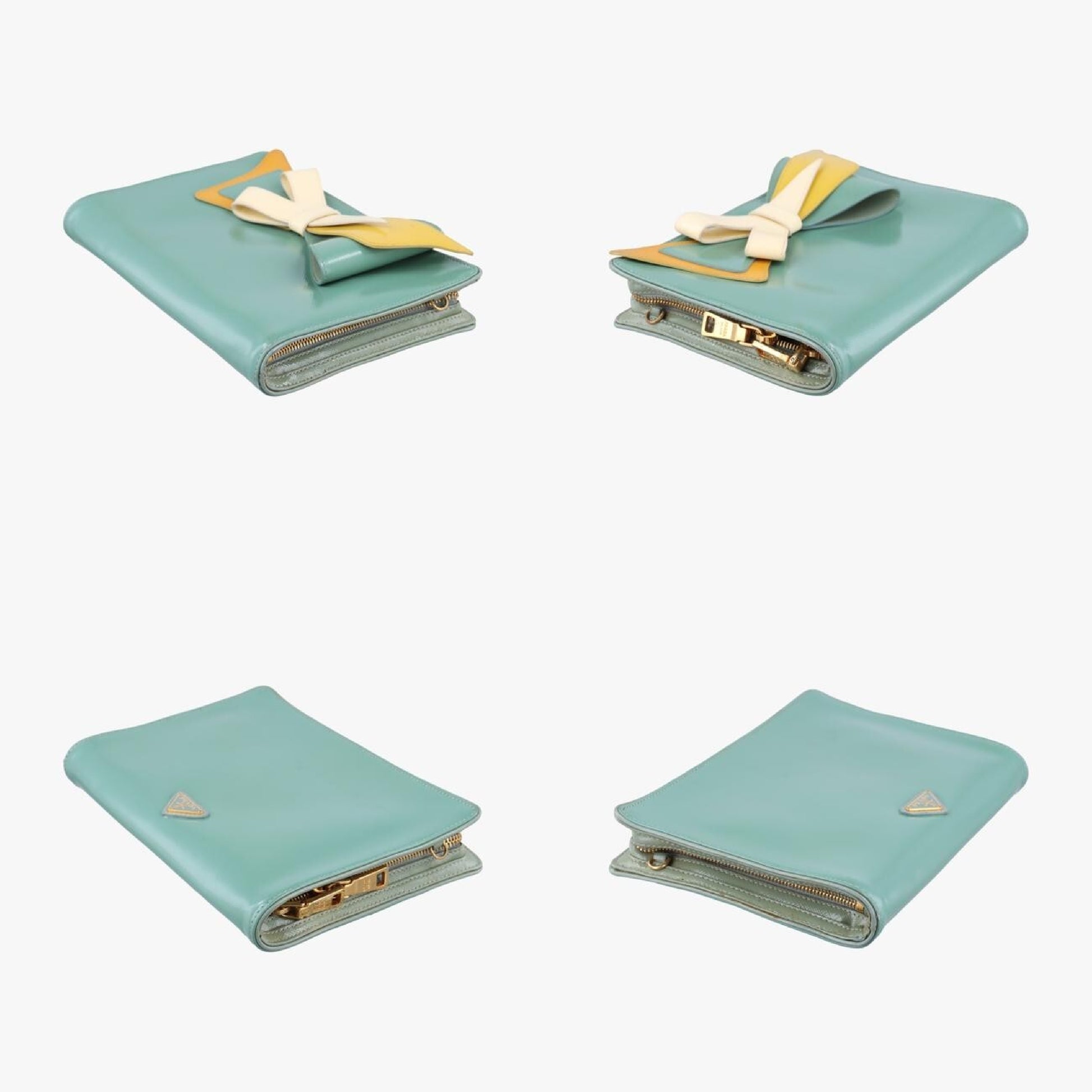 PRADA Stylish Green x White x Yellow Patent A7 Shoulder Bag