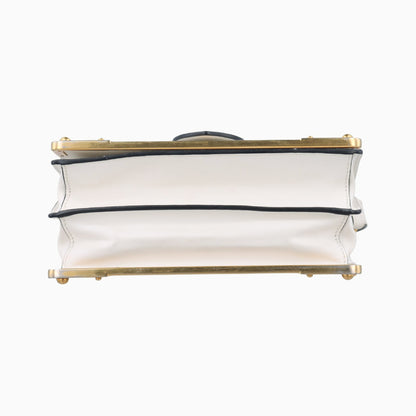 PRADA Cahier White Leather and Saffiano Leather Shoulder Bag 1BD095 25