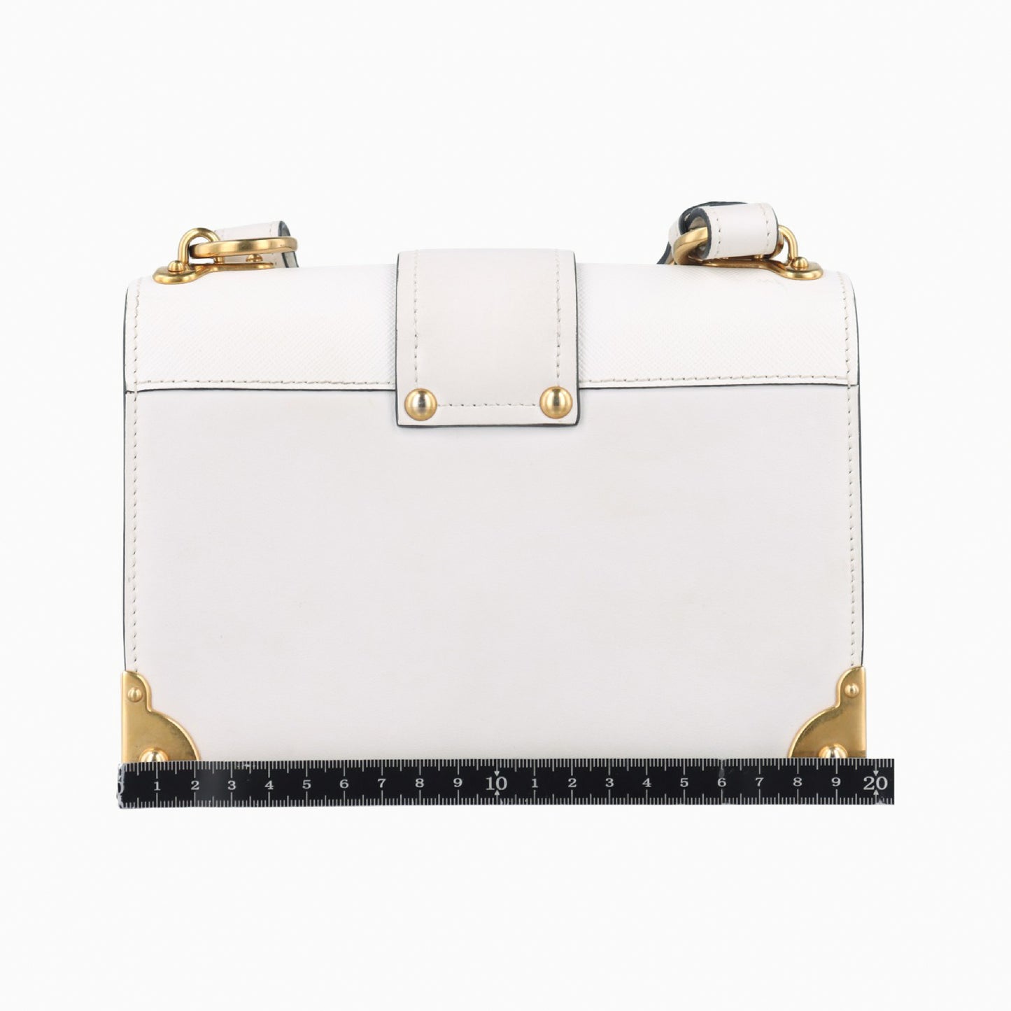 PRADA Cahier White Leather and Saffiano Leather Shoulder Bag 1BD095 25