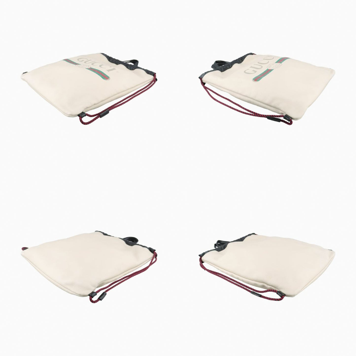 GUCCI Gucci Print Drawstring White Leather Backpack 516639 B023688405