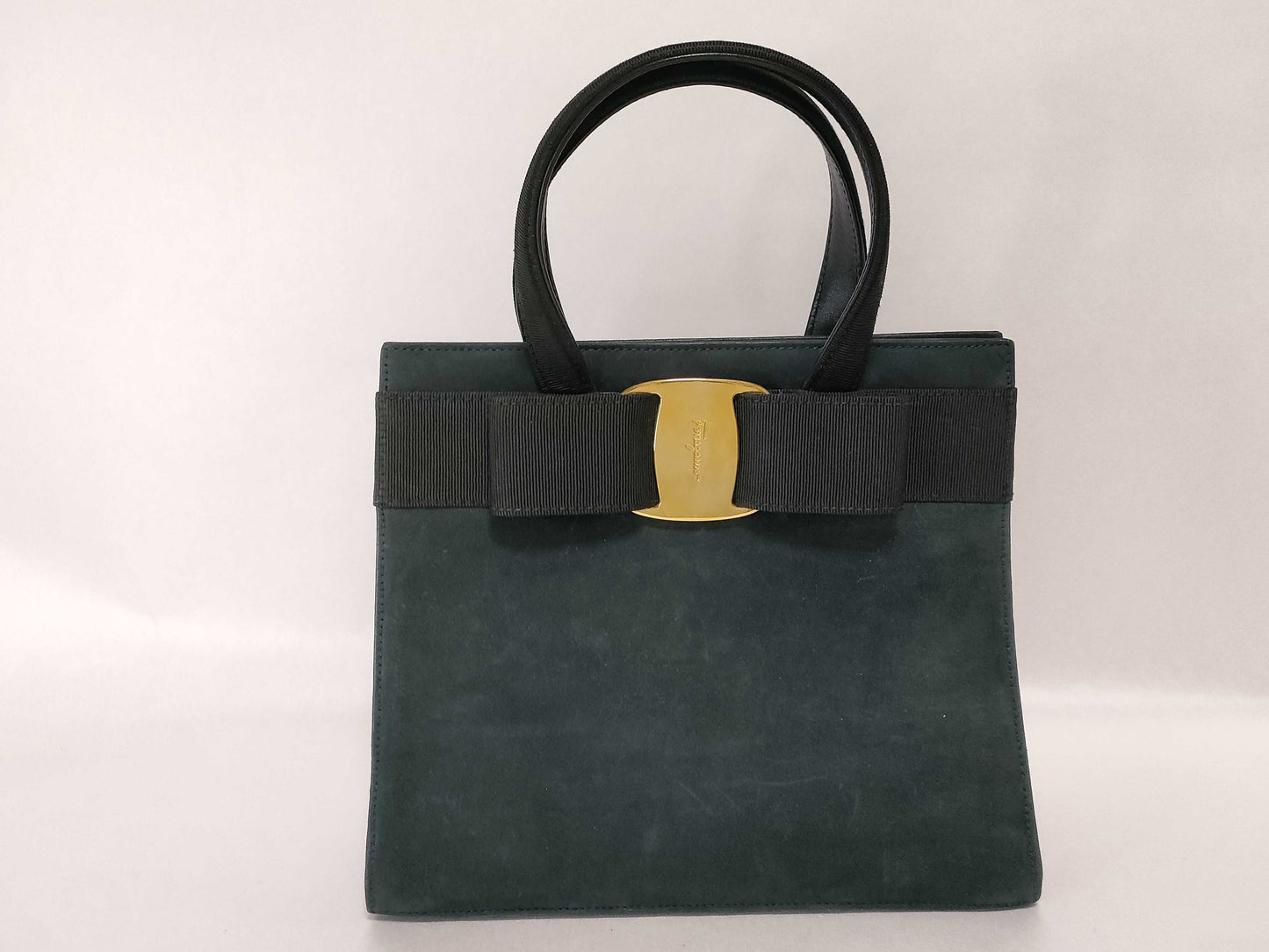 Salvatore Ferragamo Vara Vara Suede Handbag with Gold Hardware BA214178