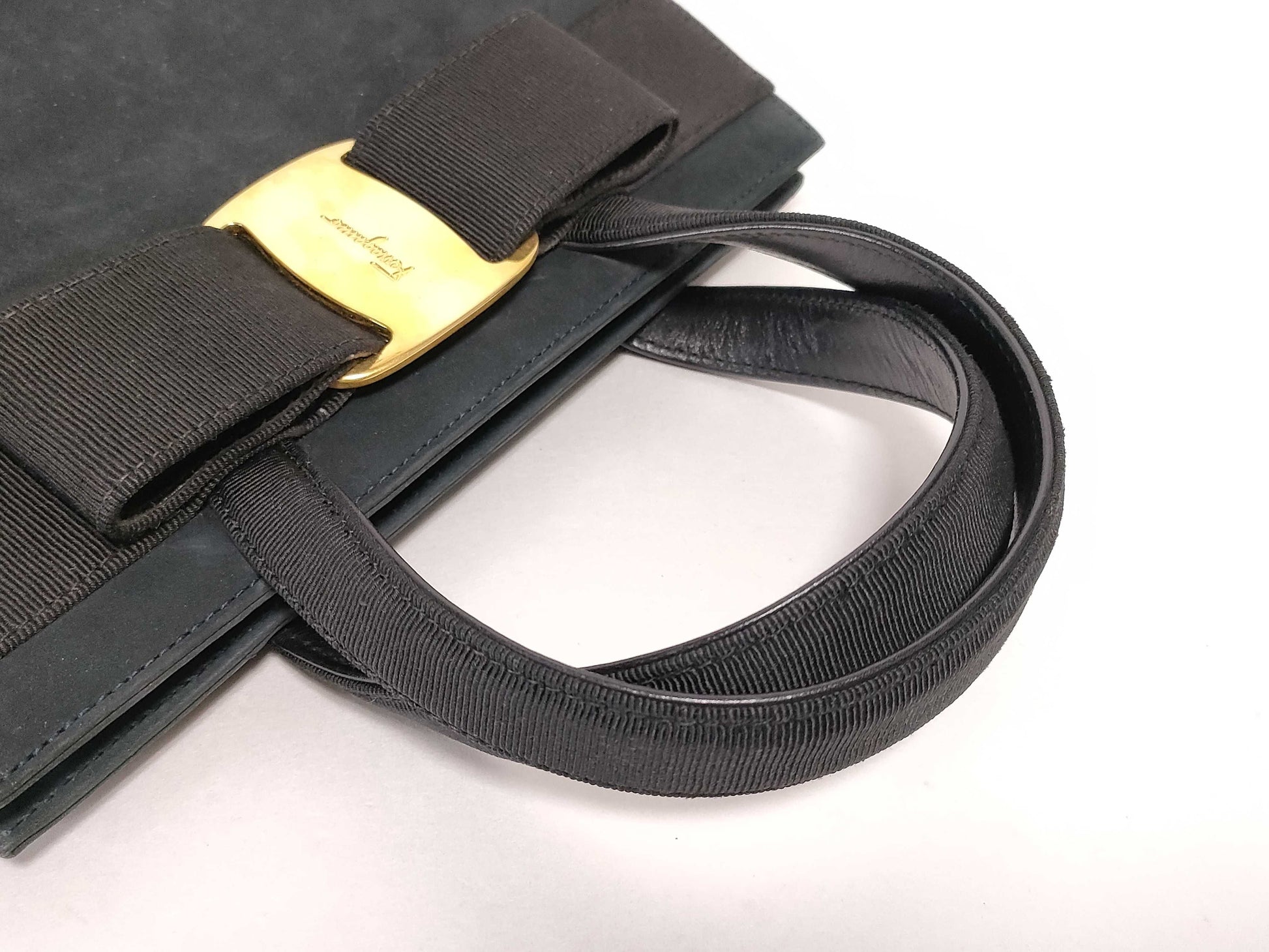 Salvatore Ferragamo Vara Vara Suede Handbag with Gold Hardware BA214178