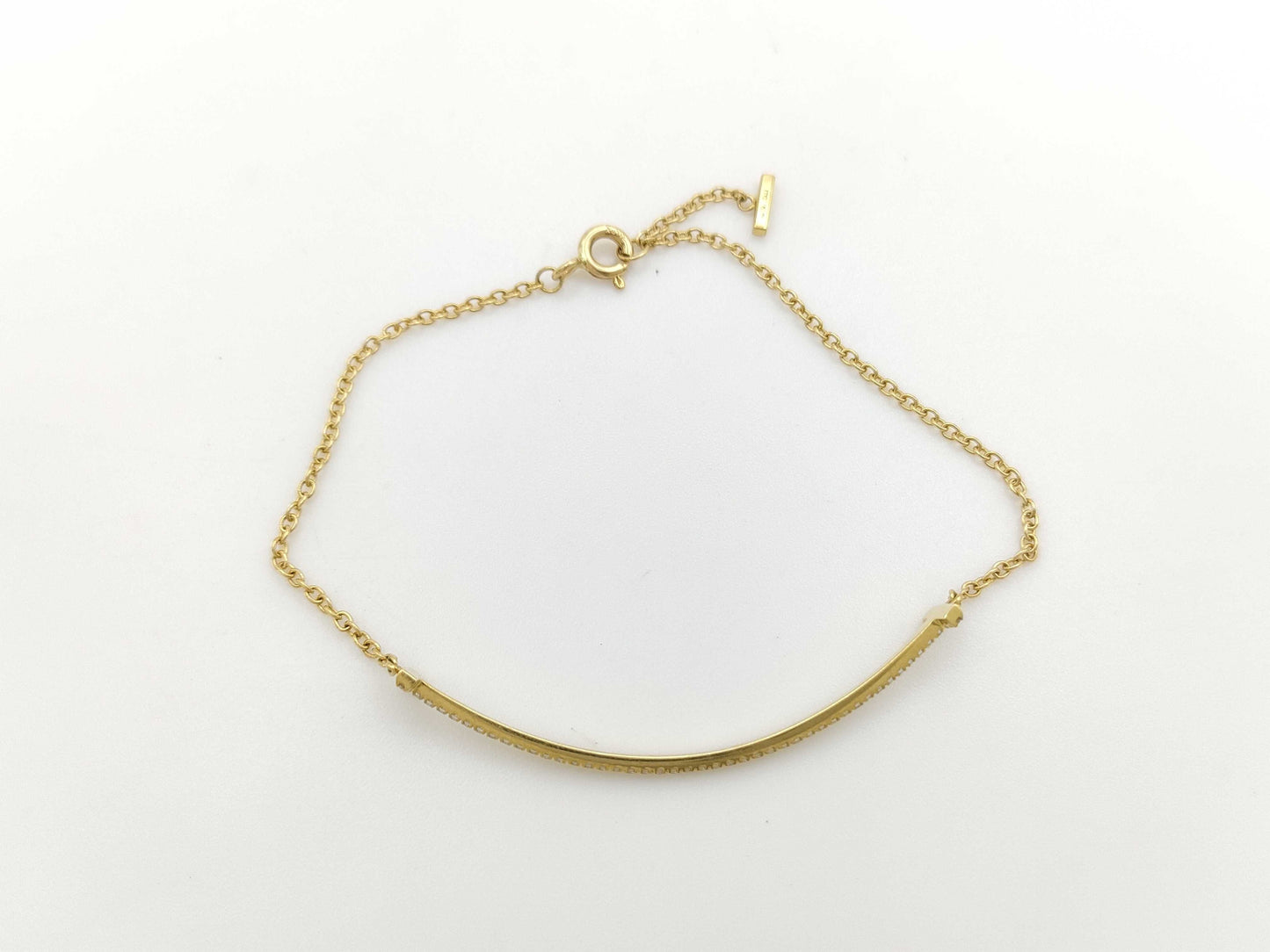 Tiffany & Co. T Smile Diamond Bracelet/Bangle in Yellow Gold and AU750, 2.6g 