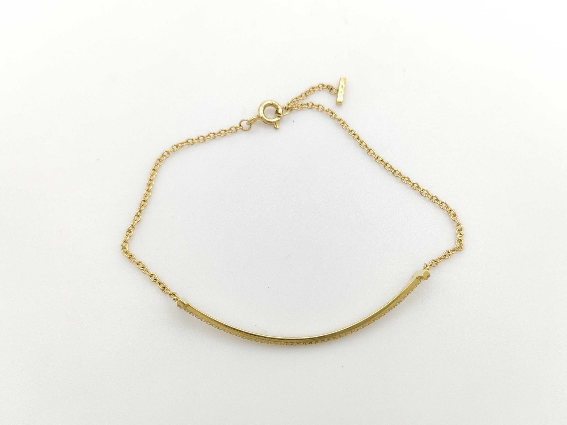 Tiffany & Co. T Smile Diamond Bracelet/Bangle in Yellow Gold and AU750, 2.6g 