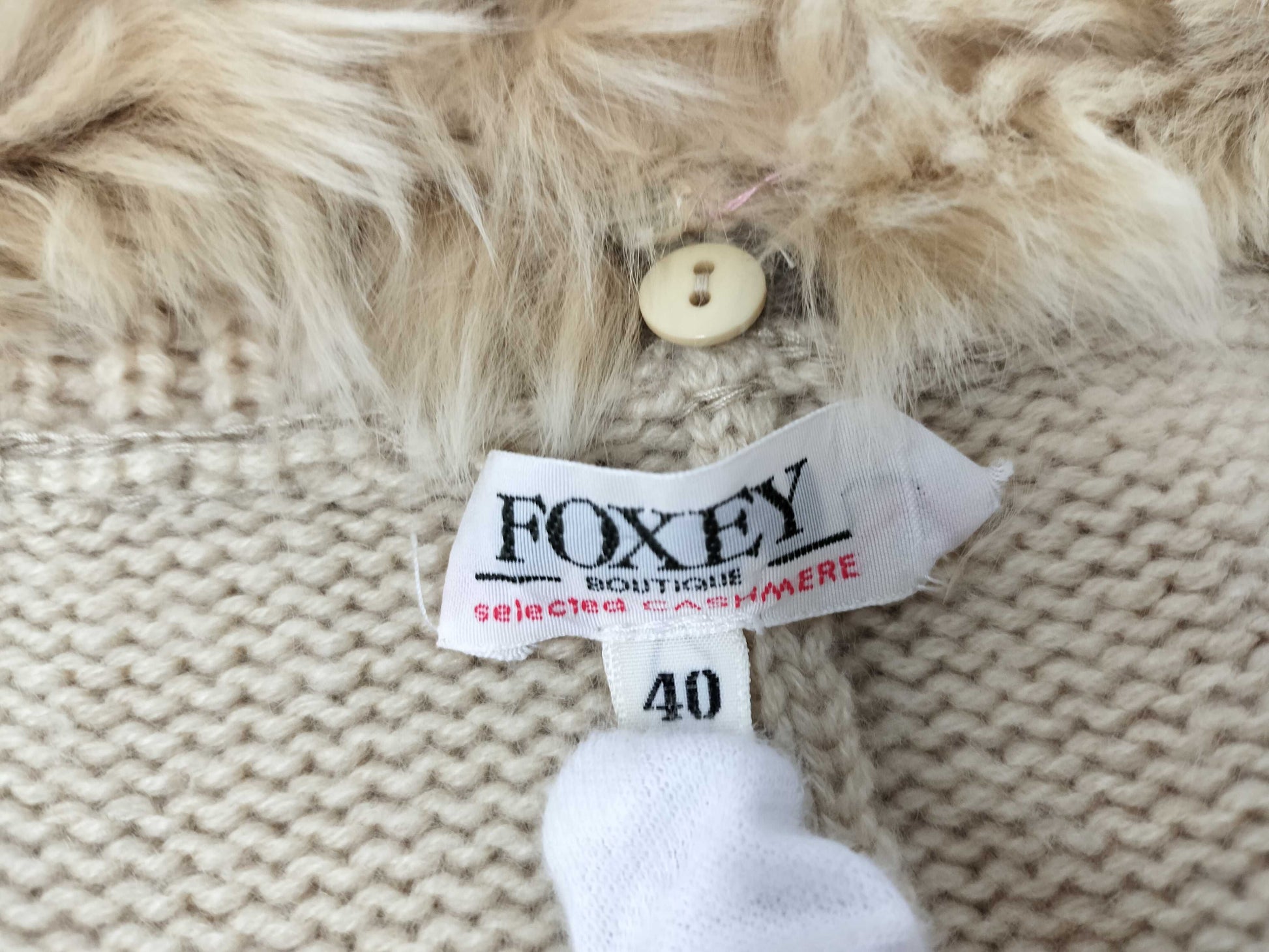 FOXEY FOXEY 100% Cashmere and Chinchilla Fur Knit Coat, Size 40, Cardigan
