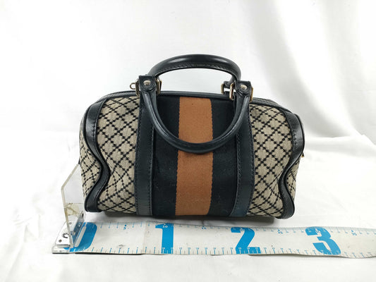 GUCCI GUCCI Sherry Line Beige x Black x Brown Fabric x Leather 269876 A010560811 Boston Bag Second Bag