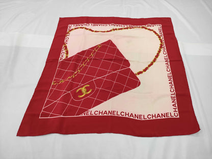 CHANEL CHANEL Bag Motif Silk Scarf Red Other Accessories Scarves