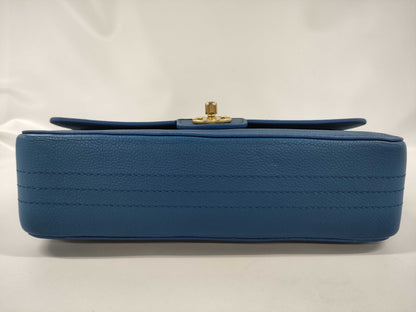 CHANEL Caviar Leather Chain Shoulder Bag Blue Shoulder Bag