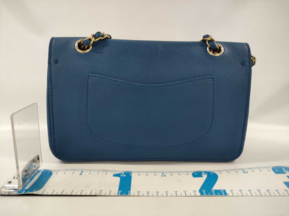 CHANEL Caviar Leather Chain Shoulder Bag Blue Shoulder Bag