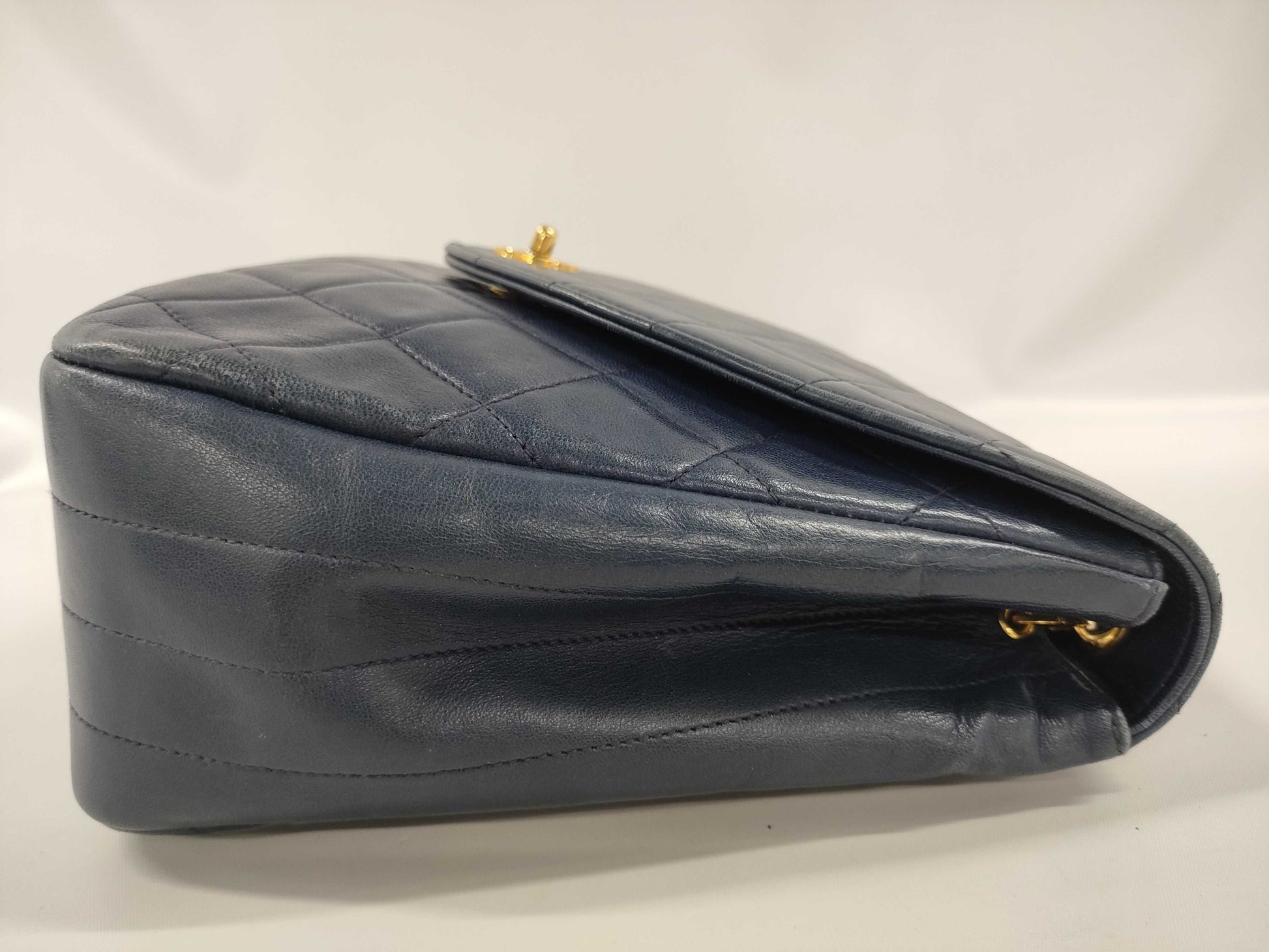 CHANEL Matelasse Lambskin Chain Shoulder Bag, Navy