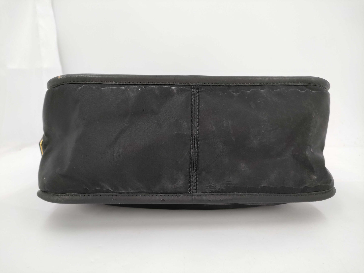 PRADA Tessuto nylon and leather one-shoulder bag with name tag