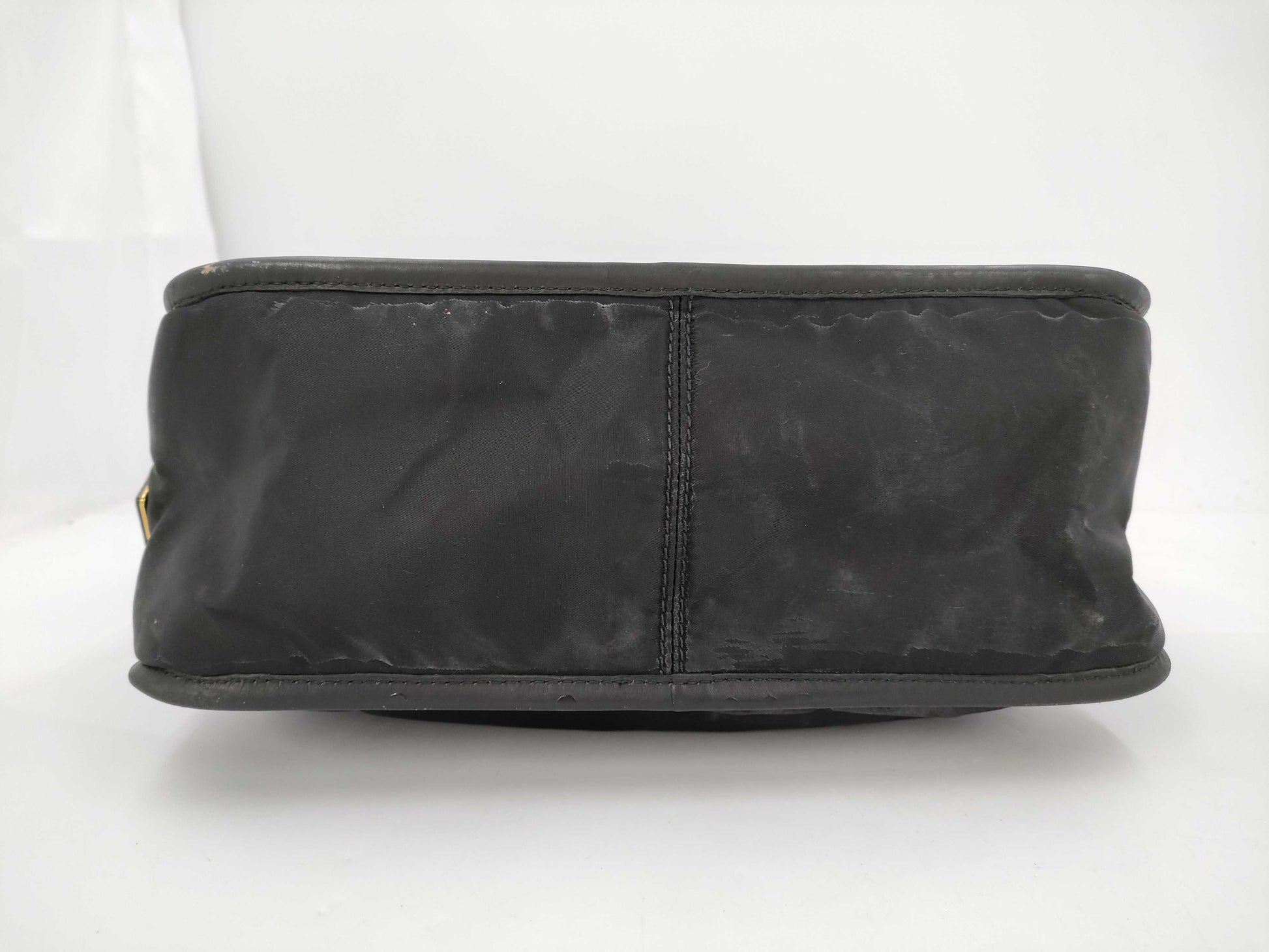 PRADA Tessuto nylon and leather one-shoulder bag with name tag