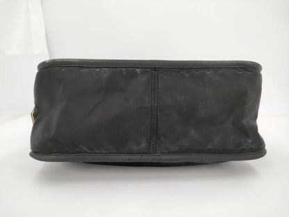 PRADA Tessuto nylon and leather one-shoulder bag with name tag