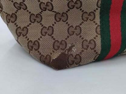 GUCCI GG Canvas Sherry Line Tote Bag