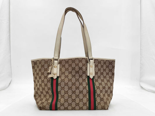 GUCCI GG Canvas Sherry Line Tote Bag