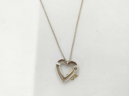 Ribbon Heart Necklace SV925 / AU750 Pendant