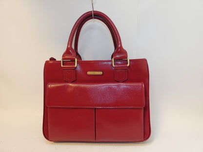 BURBERRY Leather Red Nova Check Hand Tote Bag