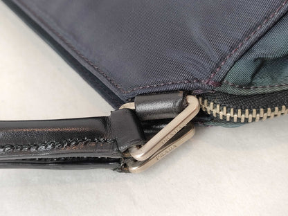 PRADA B11095 Nylon Semi-Shoulder Bag, Handbag, Tote Bag, Nylon Triangle Plate, Navy Blue